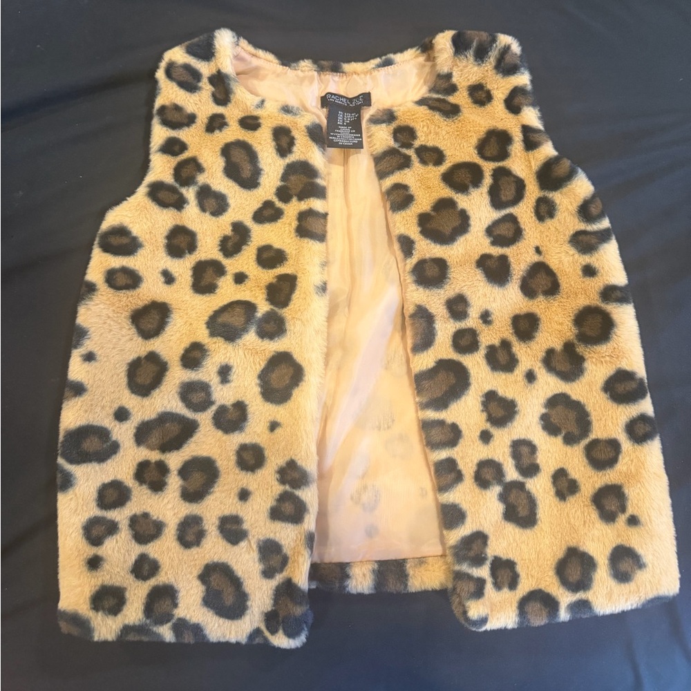 Rachel Zoe Animal Print Faux Fur Vest Size Small 5/6